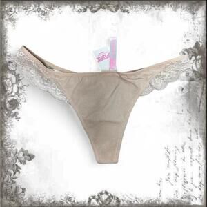 NWT PINK Victoria’s Secret Nude Lace Waist Thong Size S Y2K